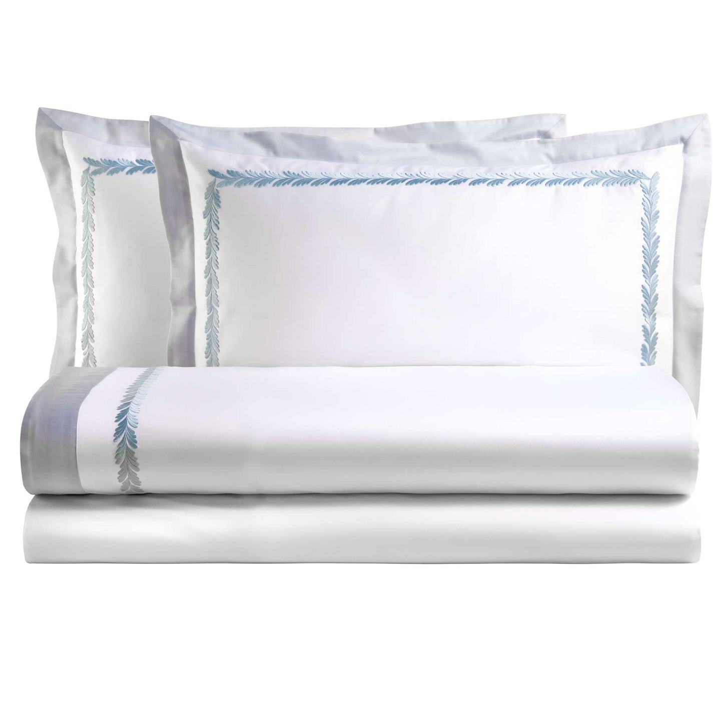 300TC Cotton Percale Sheet Set with Satin Border and Embroidery - Botero