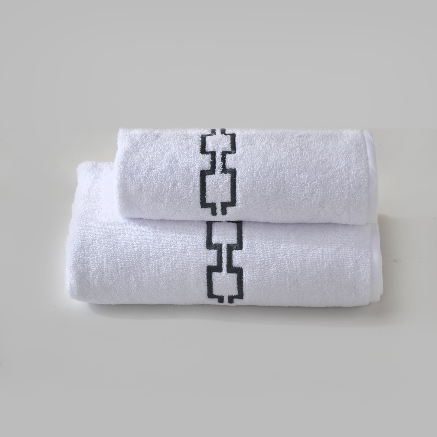Coordinated Cotton Terry Towels with Embroidered Greek - Medicea