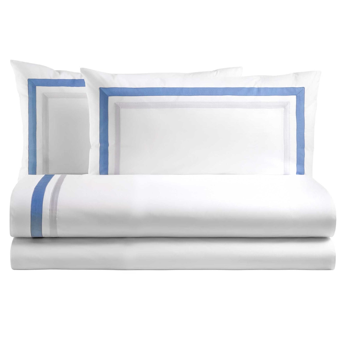 300TC Cotton Satin Sheet Set with Contrasting Applications - Pure