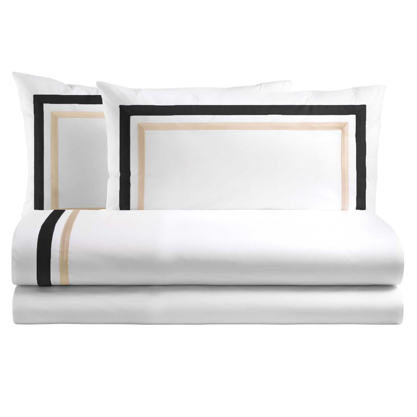300TC Cotton Satin Sheet Set with Contrasting Applications - Pure