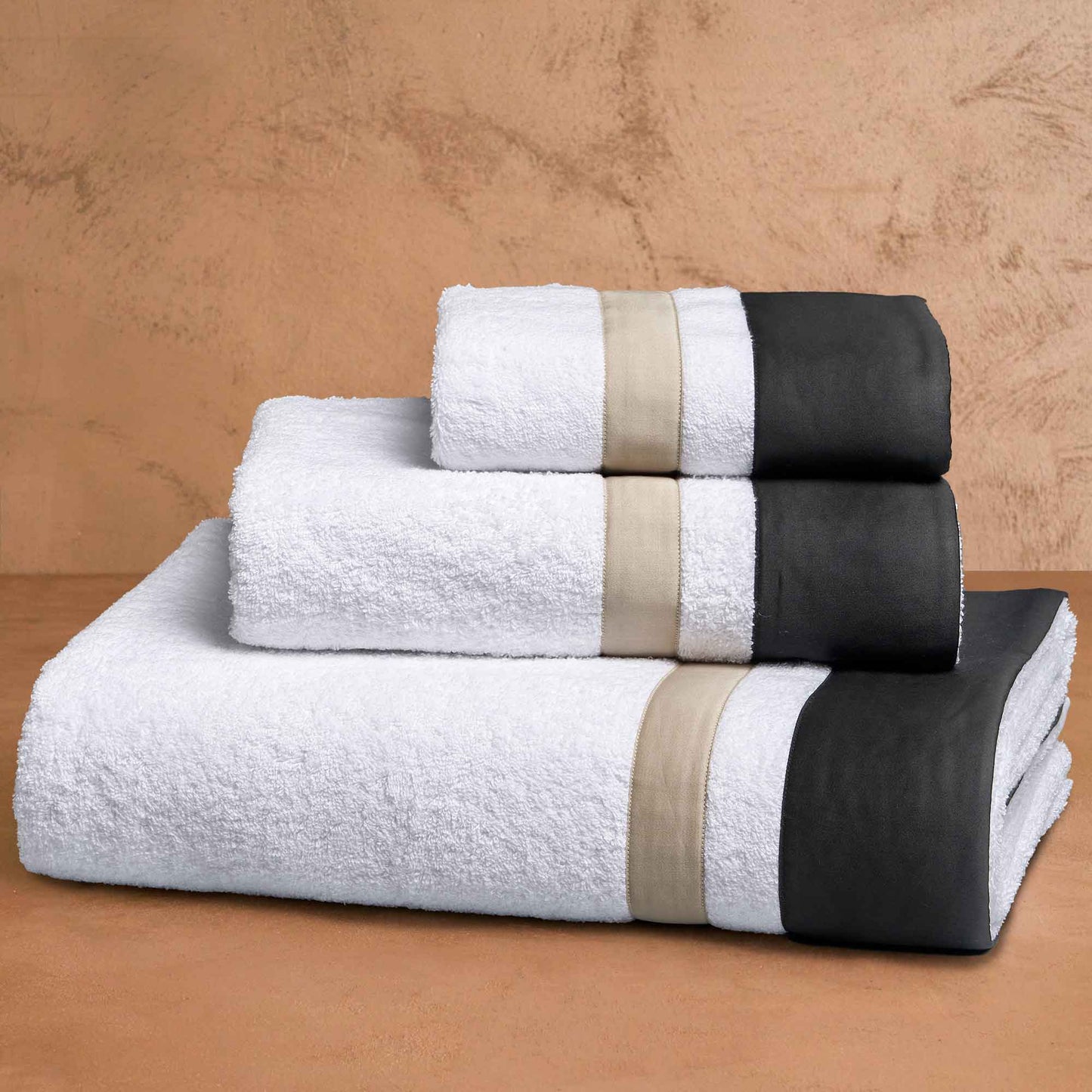 Pair of Cotton Terry and Cotton Satin Towels - Pure