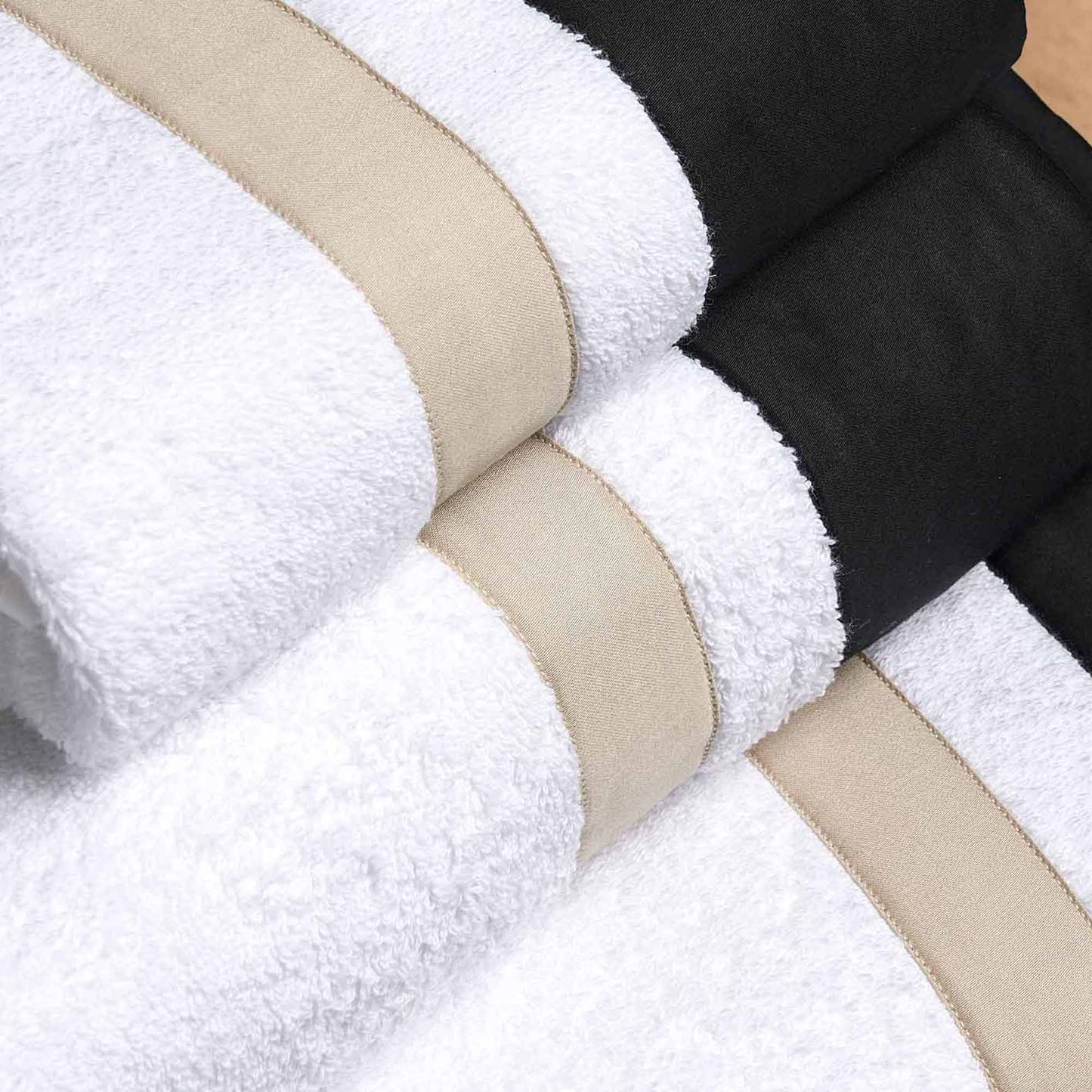 Pair of Cotton Terry and Cotton Satin Towels - Pure