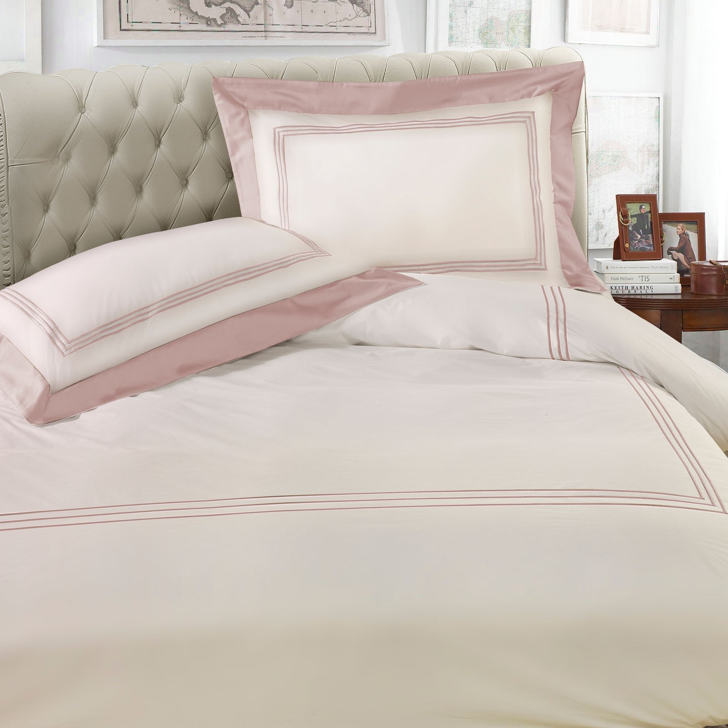 600TC Cotton Satin Duvet Cover Set with Embroidered Three Wands - Sforza