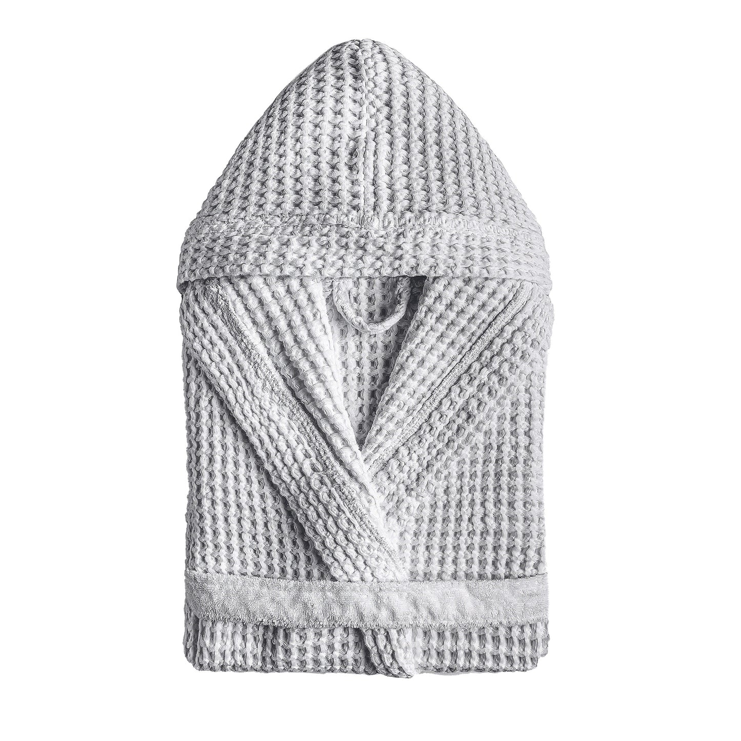 Pure Cotton Honeycomb Terry Bathrobe with Hood - Aura