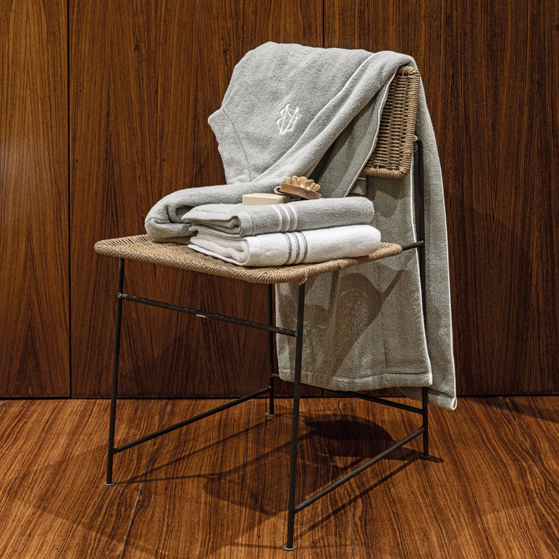 Terry Cotton Bathrobe with Shawl Collar and Cord - Isola