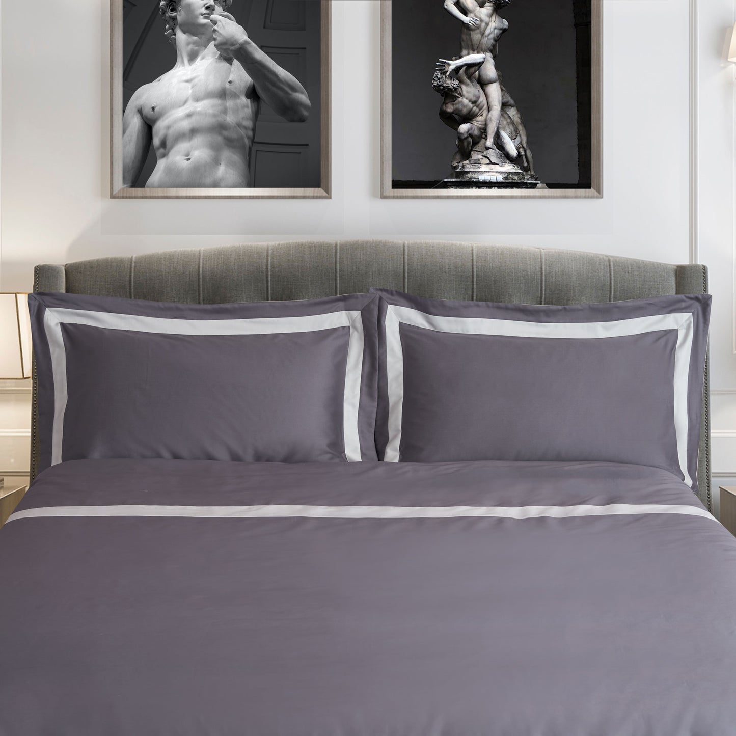 Duvet cover set in 300TC Cotton Satin with Contrasting border - Arch