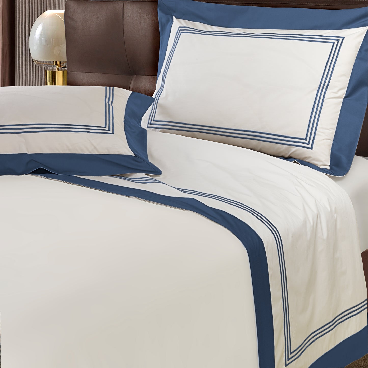 Sheet Set in 600TC Cotton Satin with Three Hand Embroidered Wands - Sforza