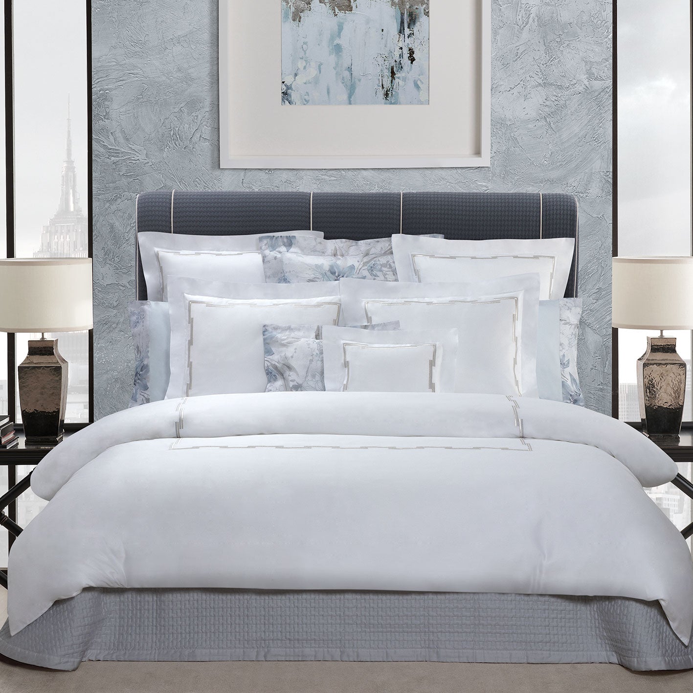 Embroidered 300TC Cotton Satin Duvet Cover Set - Gabrio