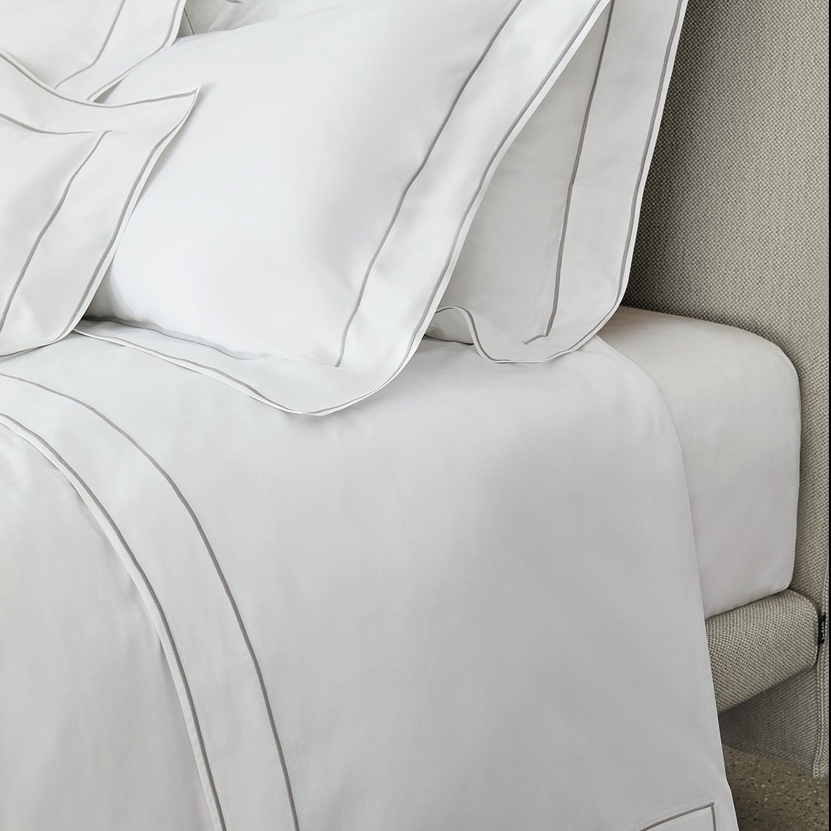 Sheet Set in 300TC Cotton Satin with Double Cord - Island