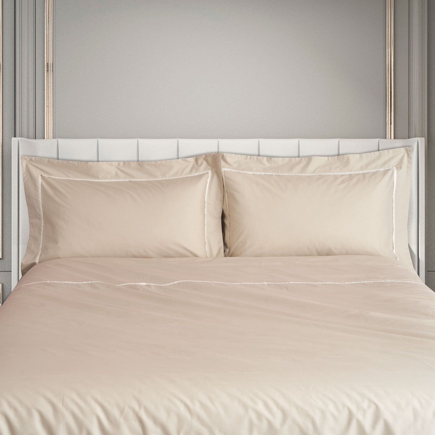 200TC Cotton Percale Duvet Cover Set with Contrasting Embroidered Rod - Opera