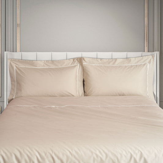 200TC Cotton Percale Duvet Cover Set with Contrasting Embroidered Rod - Opera