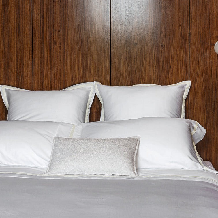 300TC Cotton Satin Duvet Cover Set with Scalloped Macrame - Castle