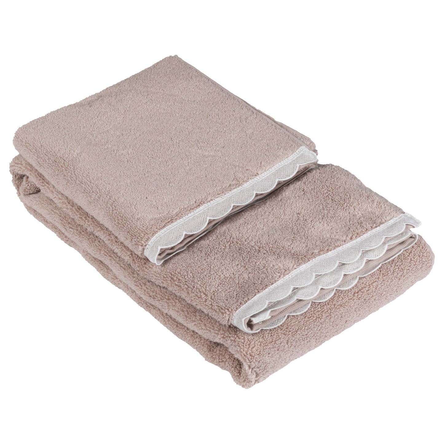 Pair of Cotton Terry with Scalloped Macrame - Castle