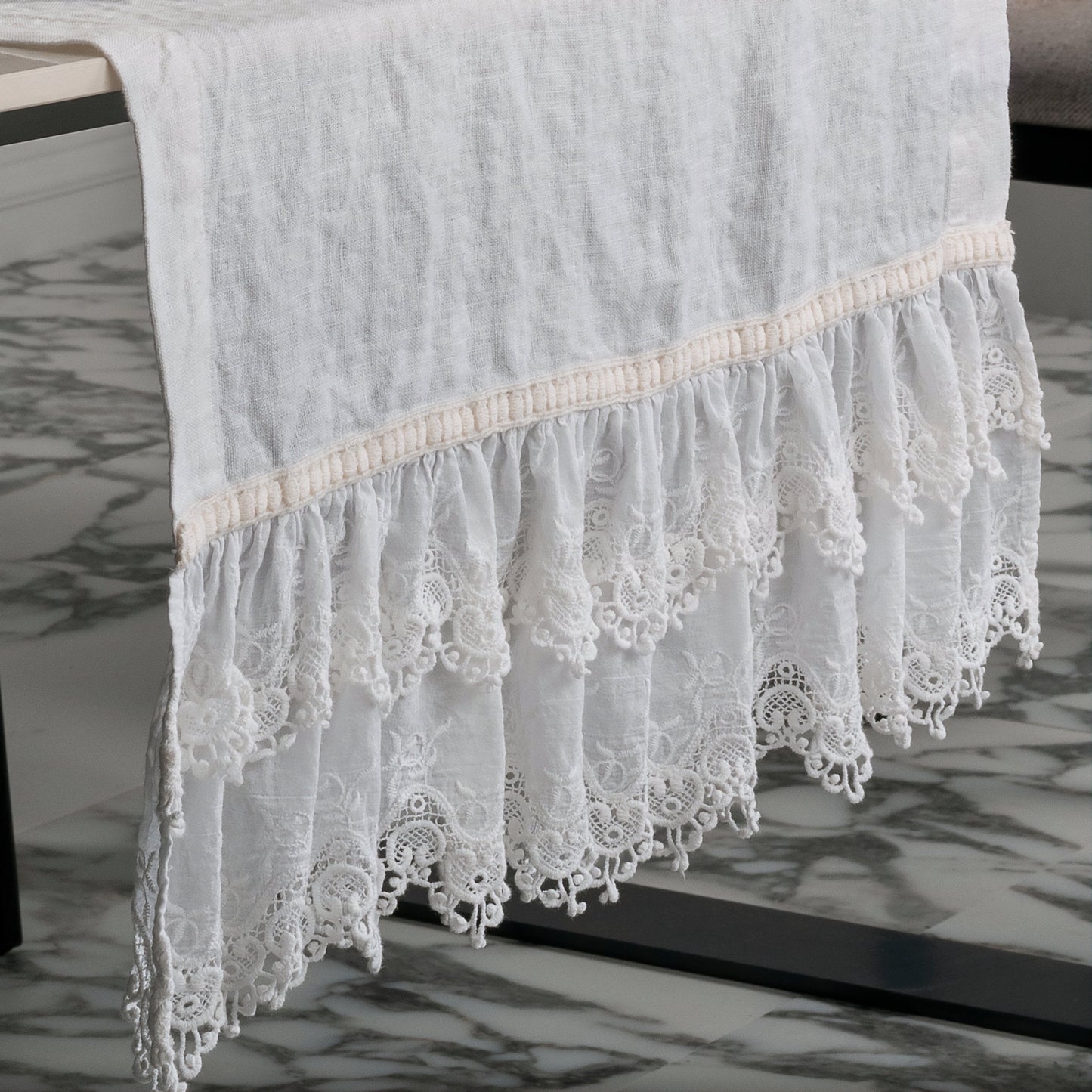 Runner in Lino e Cotone StoneWashed no Stiro - Sangallo Runner La Fabbrica Del Lino