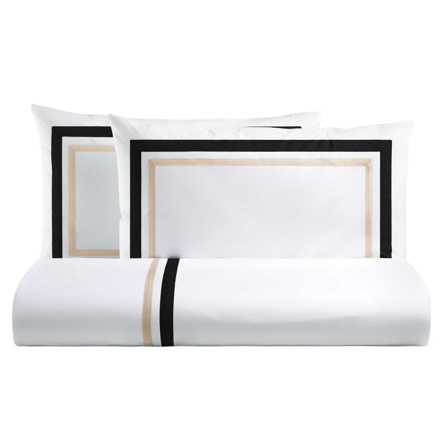Duvet cover set in 400TC cotton percale with contrasting satin applications - Pure