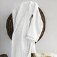 Terry Cotton Bathrobe with Shawl Collar and Scalloped Macrame - Castle