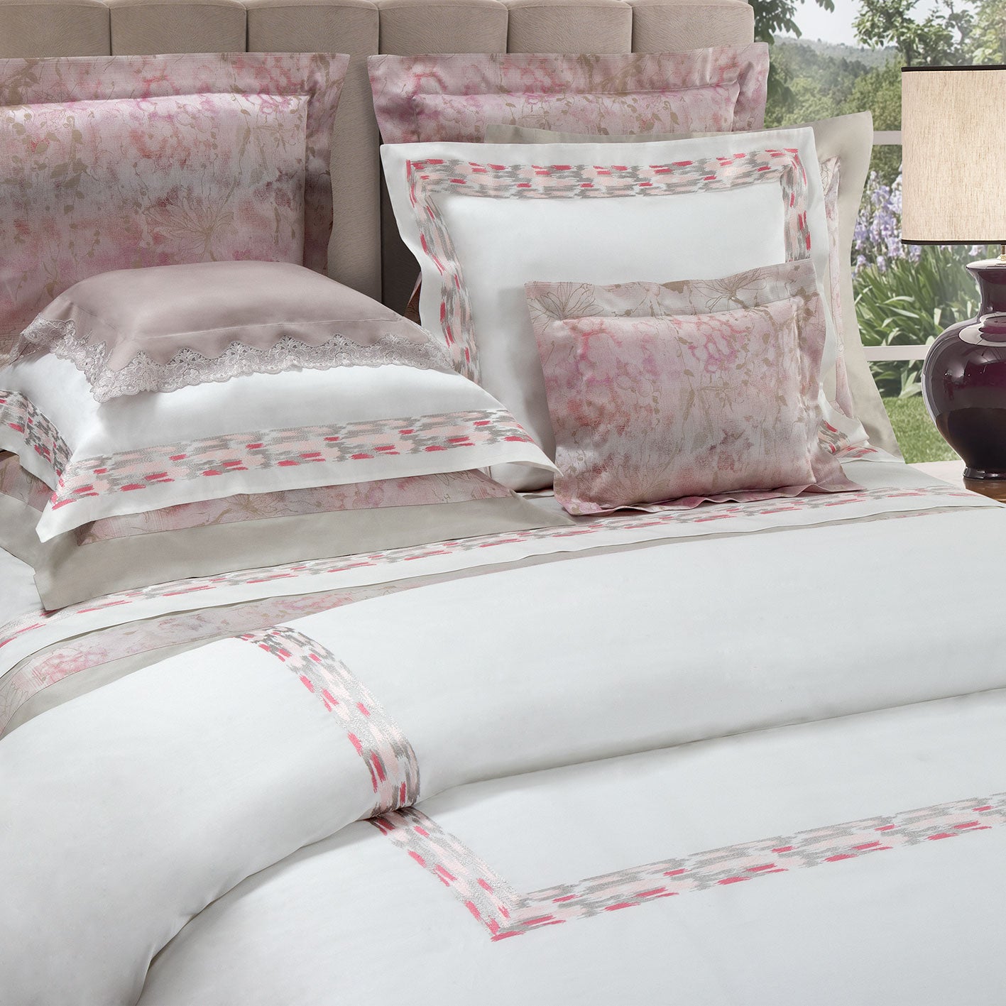 Embroidered 300TC Cotton Satin Duvet Cover Set - Affresco