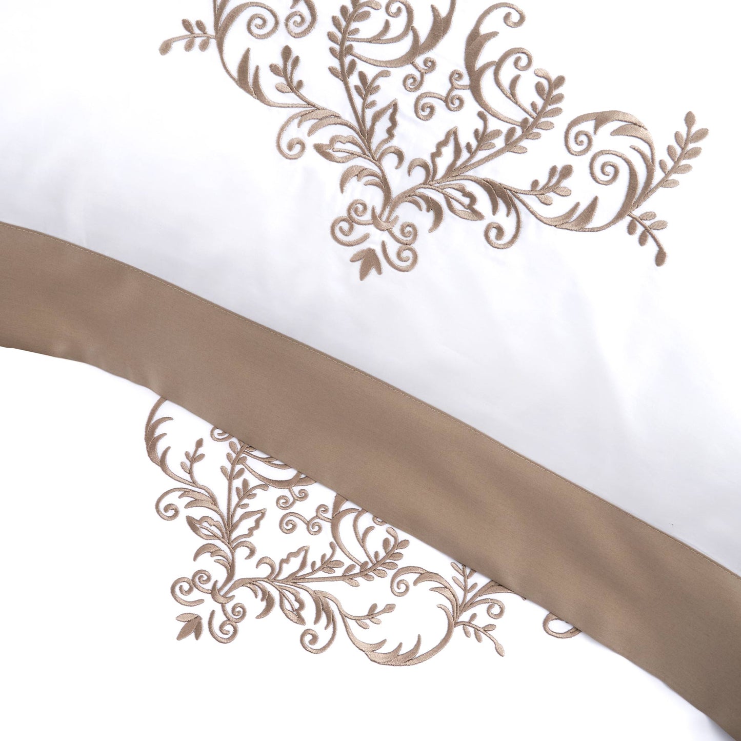 Duvet Cover Set in 300TC Cotton Satin with Embroidered Arabesque - Serenissima