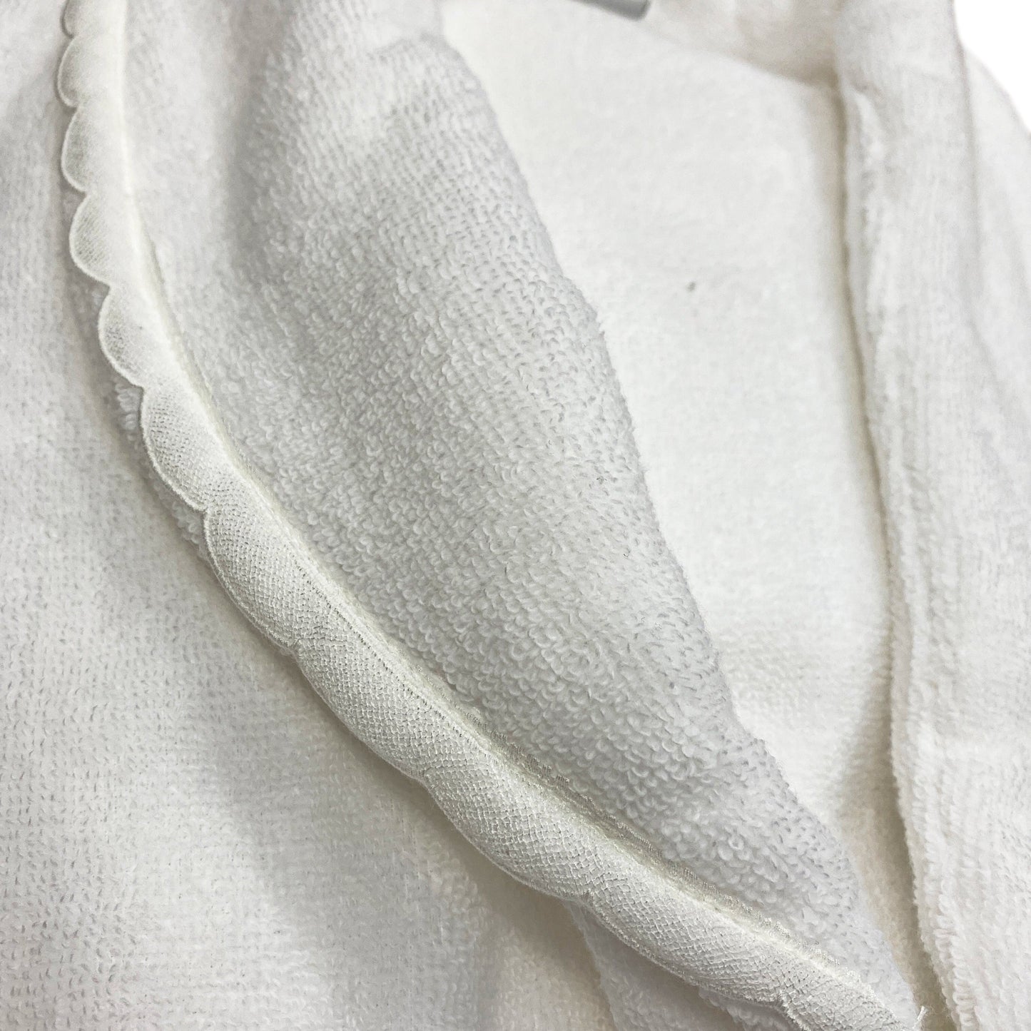 Terry Cotton Bathrobe with Shawl Collar and Scalloped Macrame - Castle